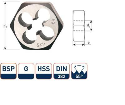 Rotec HSS Zeskante Snijmoeren DIN 382 BSP G 1-11 - 3771000 Rotec HSS Zeskante Snijmoeren DIN 382 BSP G 1-11 - 3771000