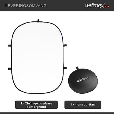 Walimex Pro 2in1 vouwen ondergrond, reflecterend katoen, incl. praktische draagtas, 150 x 200 cm zwart/wit