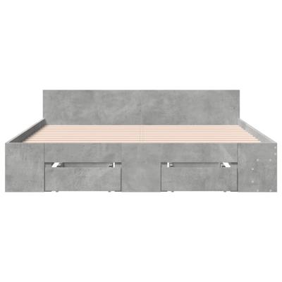 Bedframe met lades bewerkt hout betongrijs 150x200 cm
