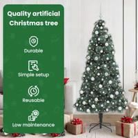 VidaXL Kunstkerstboom met verlichting en ballenset groen 180 cm pet - thumbnail
