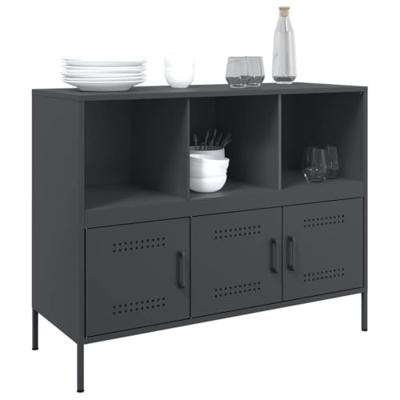 Dressoir 100,5x39x79 cm staal antracietkleurig