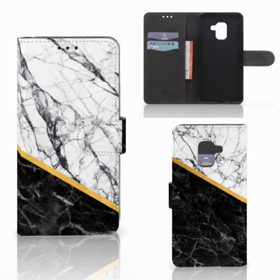 Samsung Galaxy A8 2018 Bookcase Marmer Wit Zwart - Origineel Cadeau Man Samsung Galaxy A8 2018 Bookcase Marmer Wit Zwart - Origineel Cadeau Man