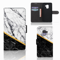 Samsung Galaxy A8 2018 Bookcase Marmer Wit Zwart - Origineel Cadeau Man - thumbnail
