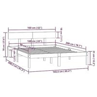 Bedframe massief grenenhout zwart 160x200 cm - thumbnail
