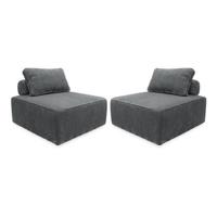 sweeek - Fauteuil voor modulaire bank ribfluweel (set van 2) - thumbnail