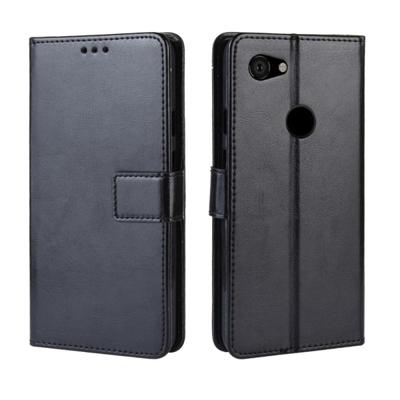 Retro Crazy Horse textuur horizontale Flip lederen case voor Google pixel 3a XL met houder & card slots & Photo Frame (zwart)