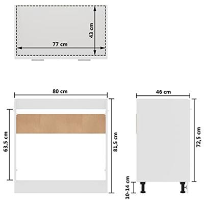 Wastafelonderkast 80x46x81,5 cm spaanplaat wit Wastafelonderkast 80x46x81,5 cm spaanplaat wit
