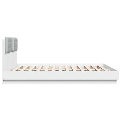 Bedframe met hoofdeinde bewerkt hout wit 200x200 cm