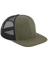 Beechfield CB664 Original Flat Peak 6 Panel Trucker Cap - Olive Green/Black - One Size - thumbnail