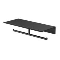 Planchet met Dubbele Toiletrolhouder Zonder Klep Geesa Leev 28 cm Zwart Geesa - thumbnail