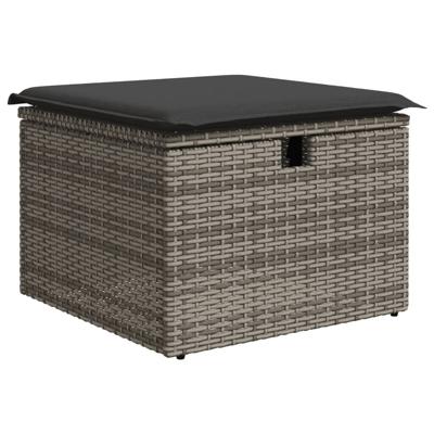 6-delige Loungeset met kussens poly rattan grijs - thumbnail