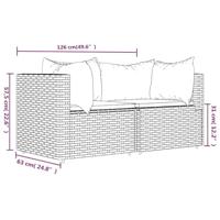 Tuinhoekbanken met kussens 2 st poly rattan zwart - thumbnail