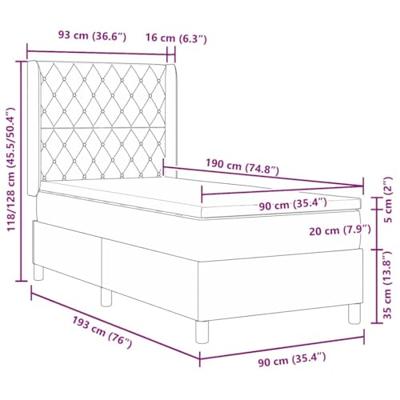 Boxspringbed met matras Donkergrijs 90 x 190 cm Fluweel
