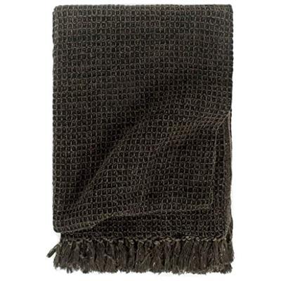 VidaXL Plaid 160x210 cm katoen antraciet en bruin VidaXL Plaid 160x210 cm katoen antraciet en bruin