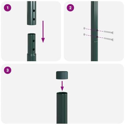 VidaXL Afrasteringspaal 2 pcs groen poedergecoat staal