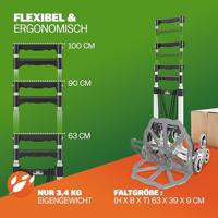 Steekwagen Zilver/Zwart aluminium 80kg voor Trap in hoogte verstelbaar - thumbnail