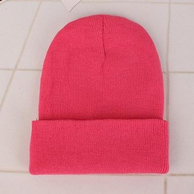 Eenvoudige effen kleur warme Pullover gebreide Cap voor mannen/vrouwen (perzik rood)