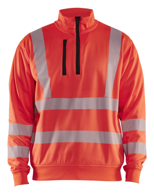 Blåkläder High-Vis Sweatshirt halve rits 35642538 | High-Vis Rood | Maat S - 7330509831649 Blåkläder High-Vis Sweatshirt halve rits 35642538 | High-Vis Rood | Maat S - 7330509831649