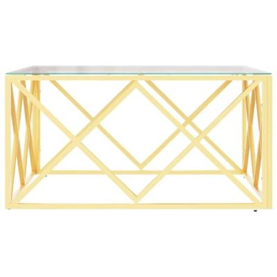 Salontafel 80x80x40 cm roestvrij staal en glas