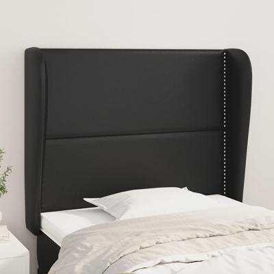 Hoofdbord met randen 83x23x118/128 cm kunstleer zwart - thumbnail
