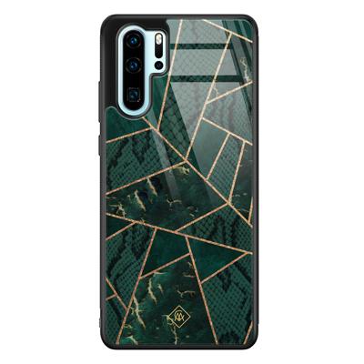 Huawei P30 Pro glazen hardcase - Abstract groen
