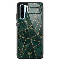 Huawei P30 Pro glazen hardcase - Abstract groen - thumbnail