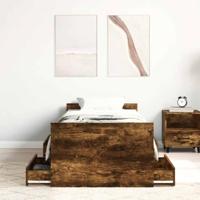 Bedframe met hoofd- en voeteneinde gerookt eiken 90x200 cm - thumbnail