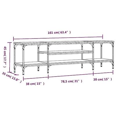 Tv-meubel 161x35x45 cm bewerkt hout en ijzer grijs sonoma eiken Tv-meubel 161x35x45 cm bewerkt hout en ijzer grijs sonoma eiken