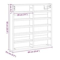 Vitrinekast met plank Zwart Eiken 60 x 8,5 x 58 cm Bewerkt hout - thumbnail