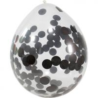 Confetti Ballonnen Zwart - 4 Stuks - thumbnail