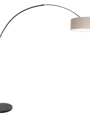 Steinhauer Vloerlamp Sparkled light 9900 zwart kap grijs linnen