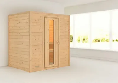 Karibu | Sonja Sauna met Dakkraag | Energiesparende Deur | Kachel 9 kW Externe Bediening