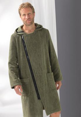 Cawo rits badjas voor heren - groen-xl