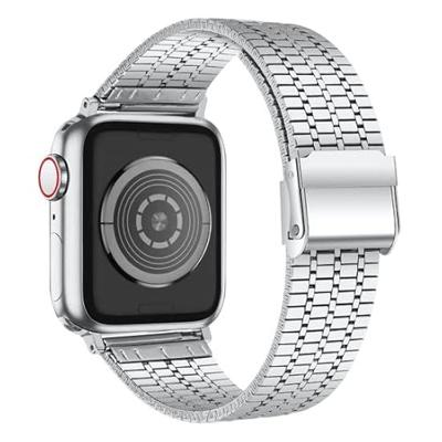 By Qubix - Metalen bandje - Zilver - Compatible met Apple watch 44mm / 45mm / 46mm / 49mm - Compatible Apple watch bandjes