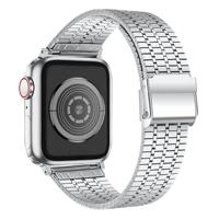 By Qubix - Metalen bandje - Zilver - Compatible met Apple watch 44mm / 45mm / 46mm / 49mm - Compatible Apple watch bandjes - thumbnail