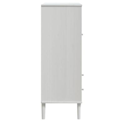 Hoge kast SENJA 90x40x112 cm rattan look massief grenenhout wit