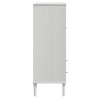 Hoge kast SENJA 90x40x112 cm rattan look massief grenenhout wit - thumbnail