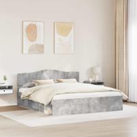Bedframe met hoofdeinde Beton 180 x 200 cm Massief grenenhout - thumbnail