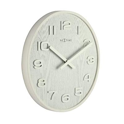 NeXtime klok 3096wi wood wood medium, ø35.5 cm,wall, white