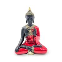 Rood, Zwart & Goud Thaise Boeddha Meditatie - thumbnail