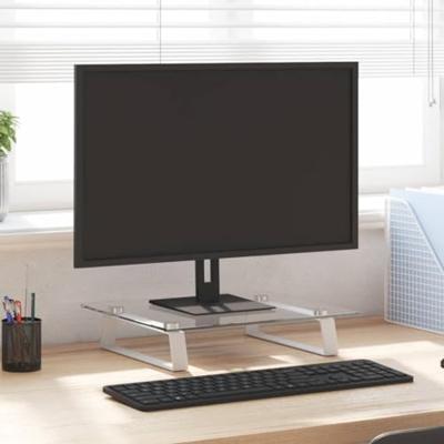 VidaXL Monitorstandaard 40x35x8 cm gehard glas en metaal wit VidaXL Monitorstandaard 40x35x8 cm gehard glas en metaal wit