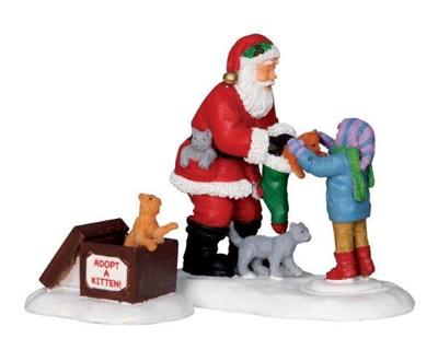 Lemax santa and kittens s/2 kerstdorp figuur type 3 2012