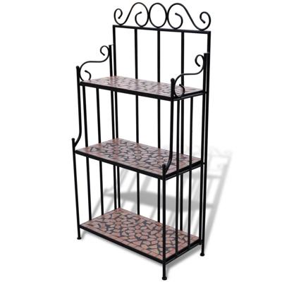 VidaXL Plantenstandaard met 3 verdiepingen mozaïek terracotta