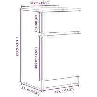 Nachtkastjes 2 st 39x35x65cm bewerkt hout artisanaal eikenkleur - thumbnail