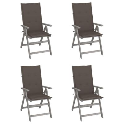 Tuinstoelen 4 st verstelbaar met kussens massief acaciahout