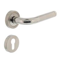 Deurkruk Agatha met geveerde rozet met profielcilindergat plaatjes ATP RVS - thumbnail