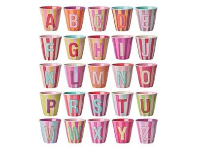 Gestreepte melamine mok LETTER N rice, medium 250 ml meerkleurig Gestreepte melamine mok LETTER N rice, medium 250 ml meerkleurig