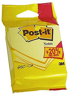 Post-it Notes kubus ft 76 x 76 mm, geel, blok van 450 vel, op blister