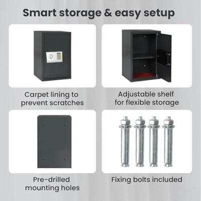 VidaXL Digitale kluis met slot donkergrijs 40 x 35 x 60 cm staal VidaXL Digitale kluis met slot donkergrijs 40 x 35 x 60 cm staal