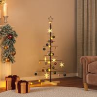 Kerstdecoratie kerstboom met houten basis 120 cm metaal zwart - thumbnail
